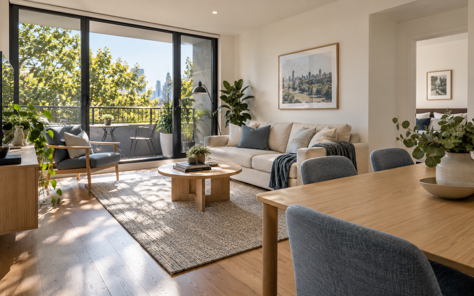 Illustrative bright Melbourne apartment interior